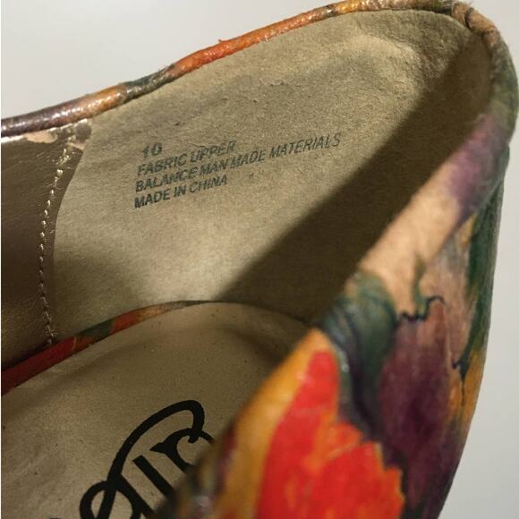 Diba Size 10 Floral Fabric 5 1/2" Stacked Heal Open Toe Slight Platform Shoes - Picture 5 of 7